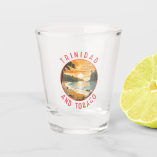 Trinidad and Tobago Caribbean Distressed Circle Shot Glass