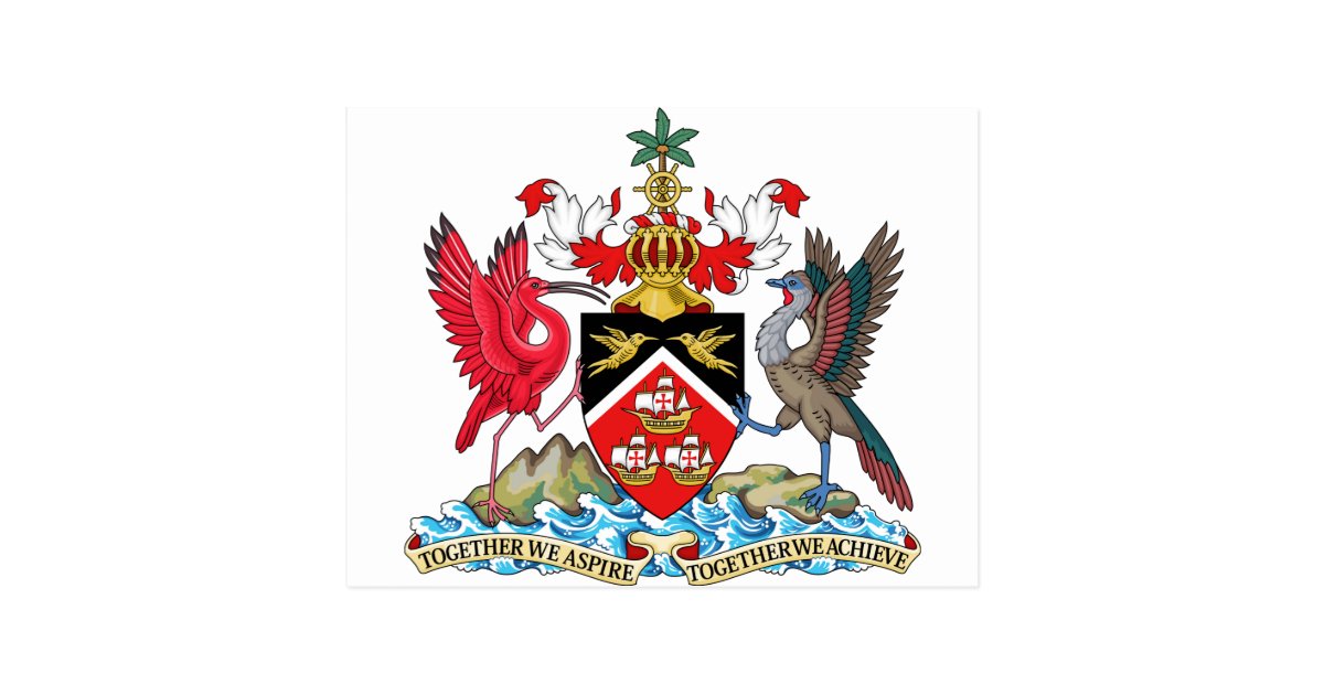 trinidad and tobago coat of arms postcard zazzle ca save the date birthday cards