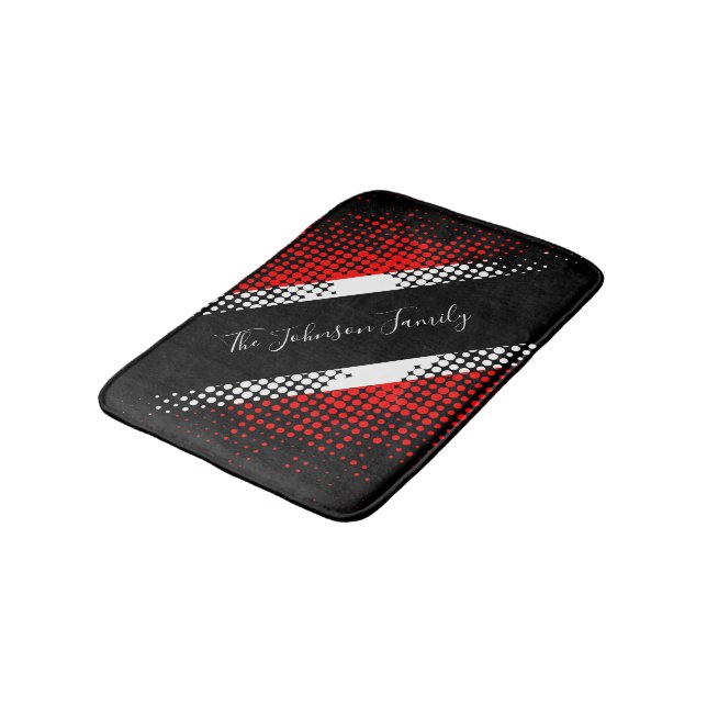 Trinidad and Tobago Dot Pattern Flag | Family Name Bath Mat (Angled)