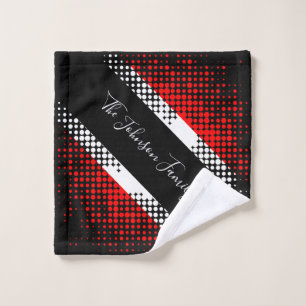 Trinidad and Tobago Dot Pattern Flag   Family Name Bath Towel Set