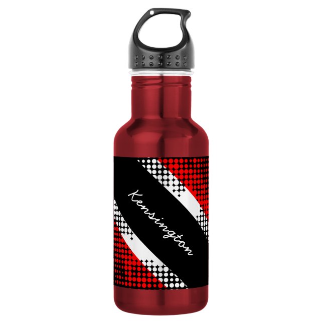Trinidad and Tobago Dot Pattern Flag with Name 532 Ml Water Bottle (Front)
