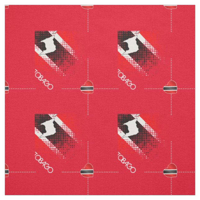 Trinidad and Tobago Dot Pattern Heart Flag on Red Fabric (Swatch)