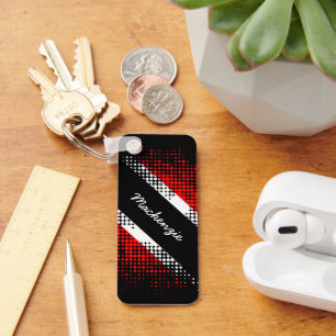 Trinidad and Tobago Dot Pattern with YOUR NAME Keychain
