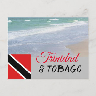 Trinidad and Tobago flag and beach Postcard
