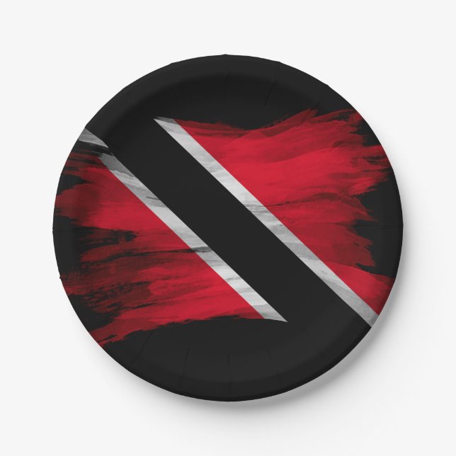 Trinidad and Tobago flag brush stroke Paper Plate (Front)