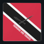 Trinidad and Tobago Flag Dazzling Patriotic Square Wall Clock<br><div class="desc">Trinidad and Tobago Flag Dazzling Patriotic Square Wall Clock in the colours and the elements of the Trinidad and Tobago national flag covering the front of the clock. National flag colours are complemented with the text "Trinidad and Tobago" on the bottom. Text is fully customizable using "Customize it!" feature. Feel...</div>