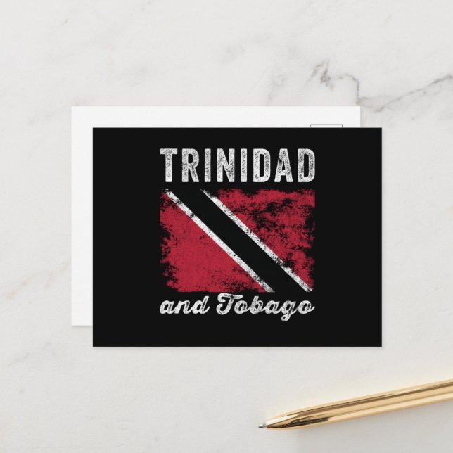 Trinidad and Tobago Flag Distressed Postcard (Front/Back In Situ)