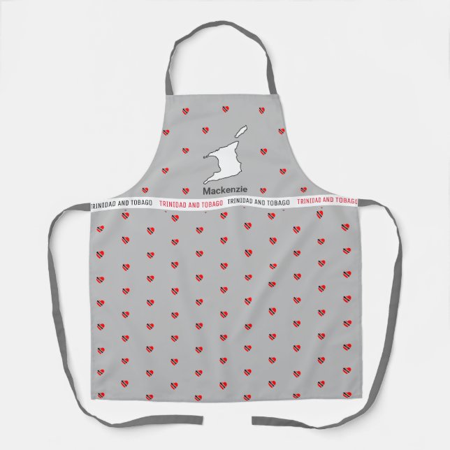 Trinidad and Tobago Flag Map Apron with Name (Front)