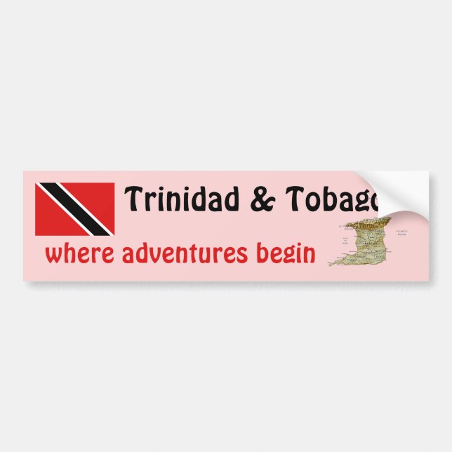 Trinidad and Tobago Flag + Map Bumper Sticker (Front)