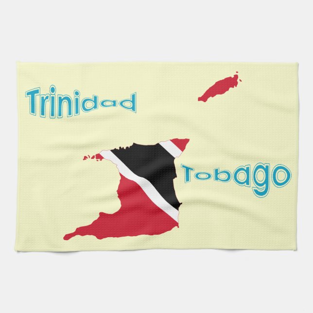 Trinidad and Tobago Flag Map Kitchen Towel (Horizontal)