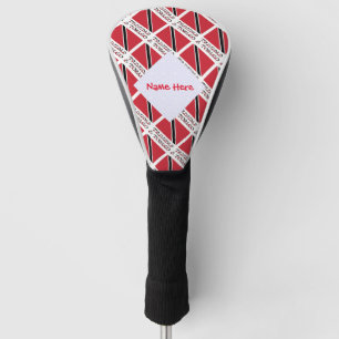Trinidad and Tobago Flag Tiled Red Personalization Golf Head Cover