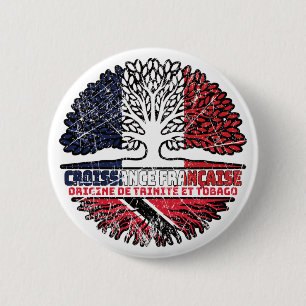 Trinidad and Tobago French France Tree Roots Flag 2 Inch Round Button