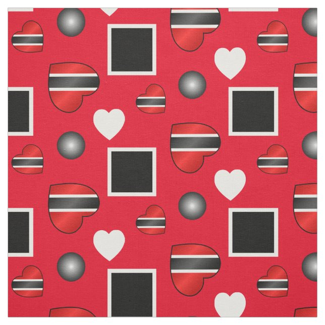 Trinidad and Tobago Heart Flag on Red Fabric (Swatch)