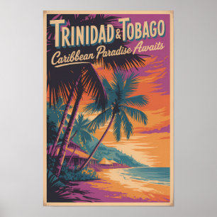 Trinidad and Tobago Landscape Illustration Travel Poster