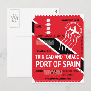 trinidad and tobago port of spain travel ticket postcard