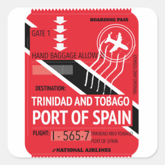 trinidad and tobago port of spain travel ticket T- Square Sticker