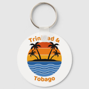 Trinidad and Tobago Retro Sunset  Keychain