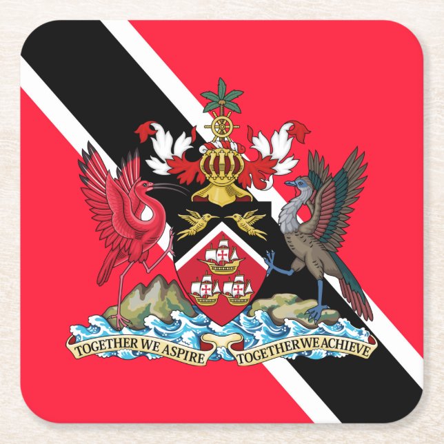 Trinidad and Tobago Square Paper Coaster (Front)