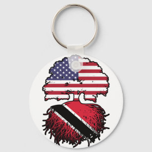 Trinidad and Tobago Trinidadian American USA Tree Keychain
