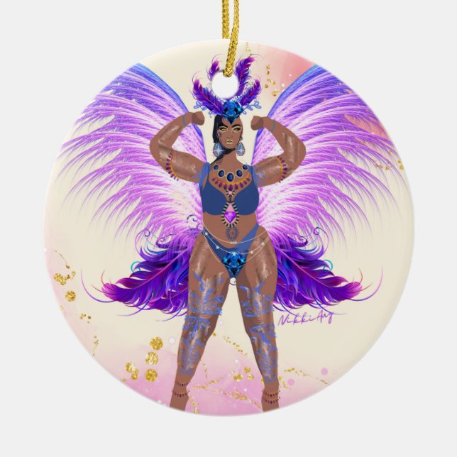 Trinidad Carnival Queen - Tropical Poster Ornament (Front)