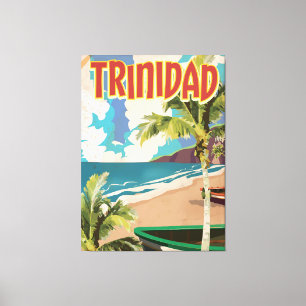 Trinidad cartoon travel poster canvas print