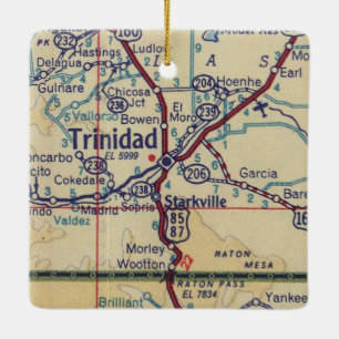 Trinidad CO Vintage Map Ceramic Ornament