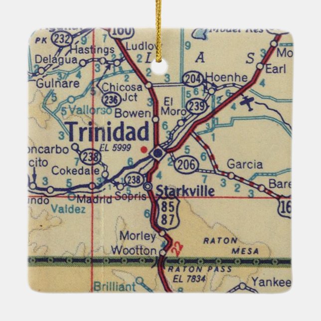 Trinidad CO Vintage Map Ceramic Ornament (Back)