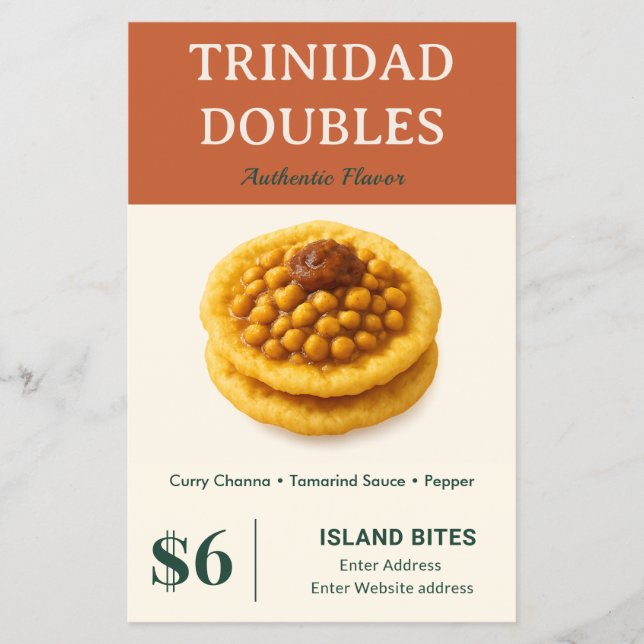 Trinidad Doubles Authentic Flavour Small Business Flyer (Front)