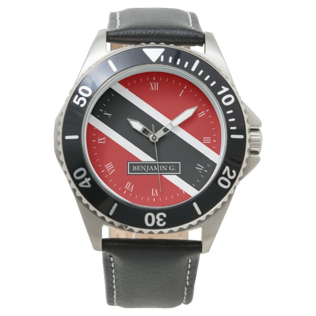 Trinidad Flag Custom Name Watch (Front)