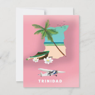 Trinidad map illustrated travel poster.