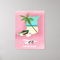 Trinidad map illustrated travel poster.