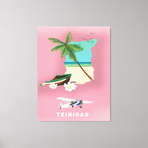 Trinidad map illustrated travel poster. canvas print