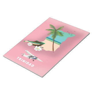 Trinidad map illustrated travel poster. notepad