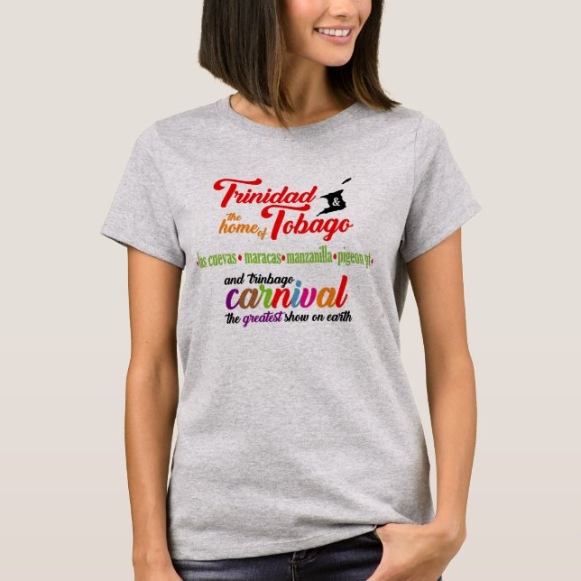 Trinidad & Tobago Carnival and Favourite Beaches T-Shirt (Front)