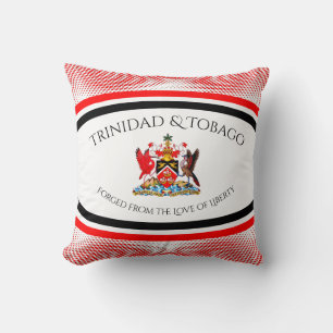 Trinidad & Tobago Coat of Arms Red Dot Pattern Throw Pillow
