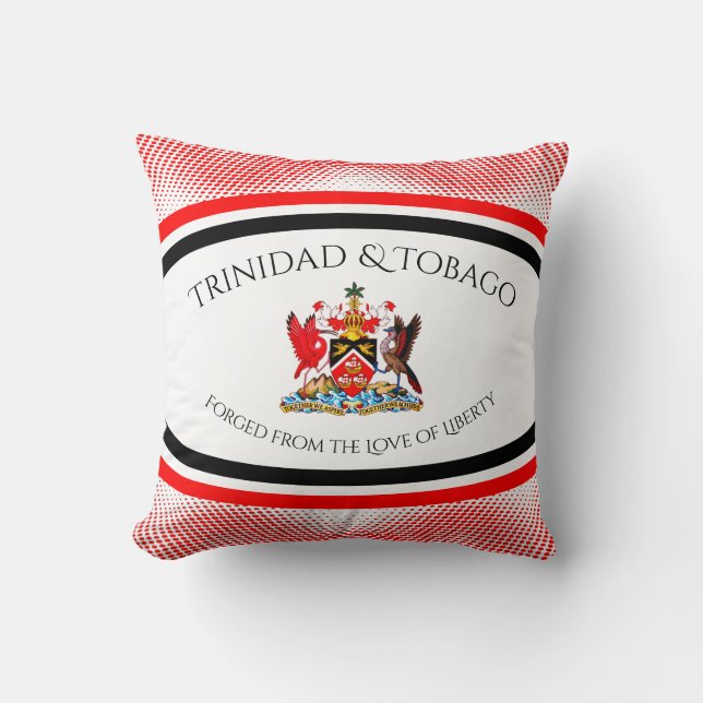 Trinidad & Tobago Coat of Arms Red Dot Pattern Throw Pillow (Front)