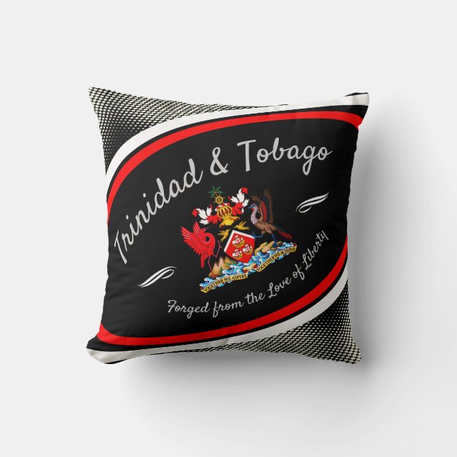 Trinidad & Tobago Coat of Arms White Dot Pattern Throw Pillow (Front)