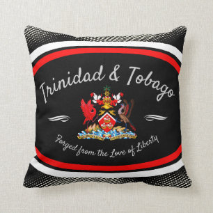 Trinidad & Tobago Coat of Arms White Dot Pattern Throw Pillow