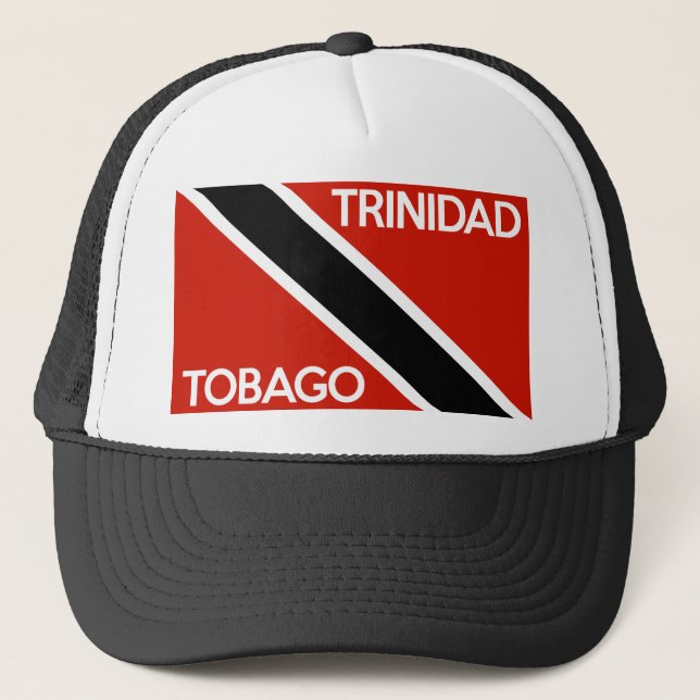 trinidad tobago country flag text name trucker hat (Front)