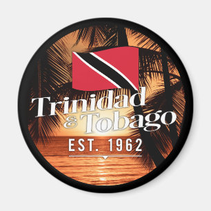 "Trinidad & Tobago Est. 1962" Sunset With Flag Magnet