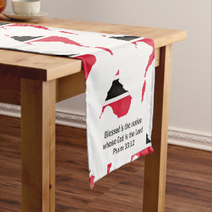 TRINIDAD & TOBAGO Flag Christian Scripture Short Table Runner