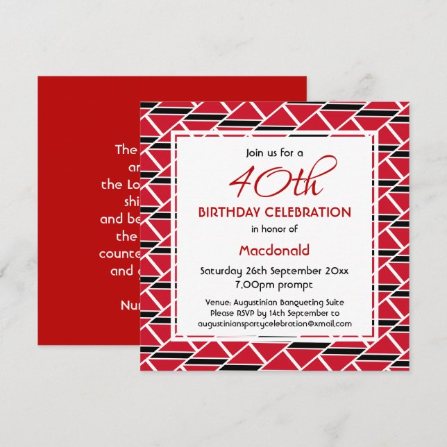 TRINIDAD TOBAGO FLAG Custom Birthday Celebration Invitation (Front/Back)