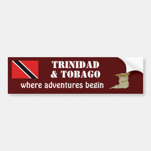 Trinidad & Tobago Flag + Map Bumper Sticker