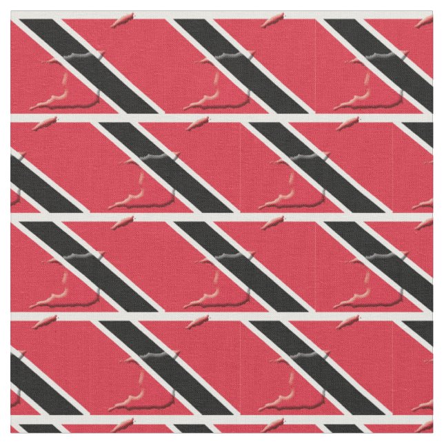 TRINIDAD TOBAGO Flag Map Outline Fabric (Close Up)