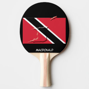 TRINIDAD TOBAGO FLAG & MAP Personalized BLACK Ping Pong Paddle