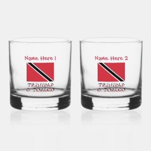 Trinidad Tobago Flag Red Personalization  Whiskey Glass