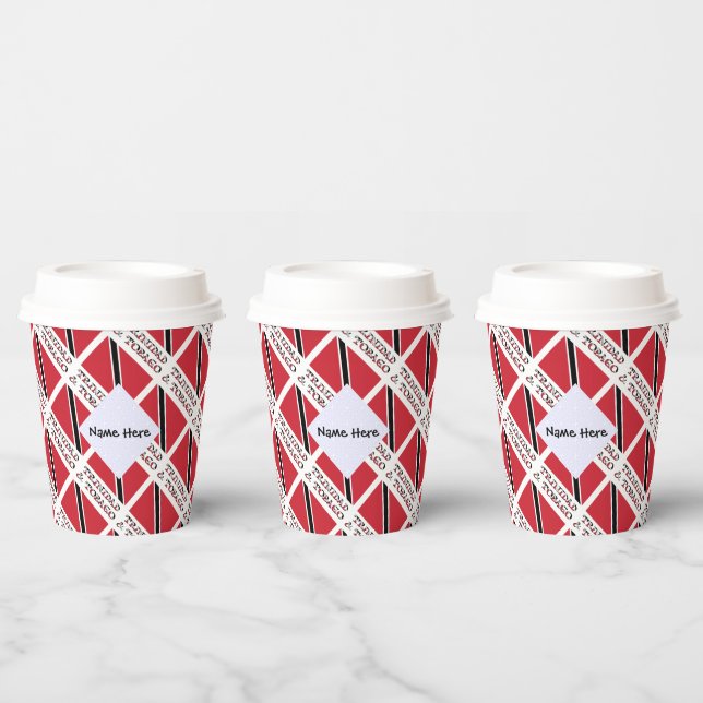 Trinidad Tobago Flag Tiled Personalized  Paper Cups (Multi)