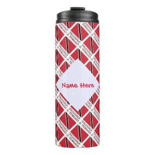 Trinidad Tobago Flag Tiled Red Personalization Thermal Tumbler