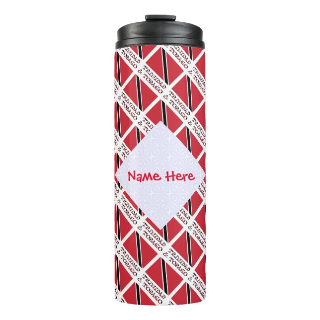 Trinidad Tobago Flag Tiled Red Personalization Thermal Tumbler (Front)