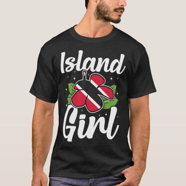 Trinidad & Tobago Girl Trinidadian Flag Pride Root T-Shirt (Front)